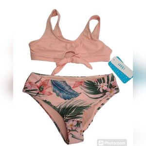 IFFEI Girls Two Piece Bathing Suits Beach Bikini Tie Front Pink Size (6-7Y)